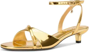 Aachcol Womens Open Toe Low Heel Sandals Ankle Strap Kitten Heels Prom Slingback Dress Shoes 1.4 Inches Heels