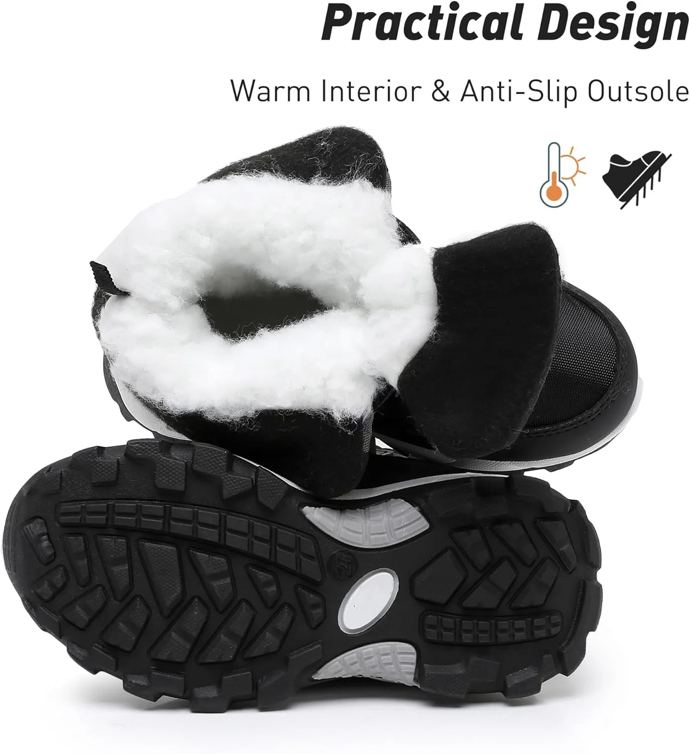Ahannie Boys Girls Snow Boots Toddler Kids Winter Boots Water Resistant Hook Loop Cold Weather Shoes (Toddler/Little Kid)