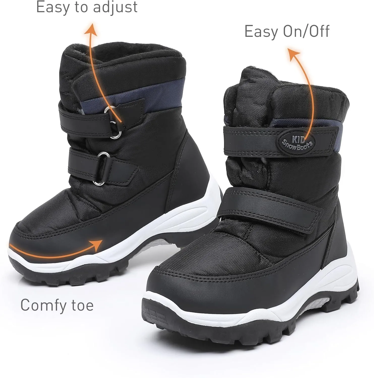 Ahannie Boys Girls Snow Boots Toddler Kids Winter Boots Water Resistant Hook Loop Cold Weather Shoes (Toddler/Little Kid)