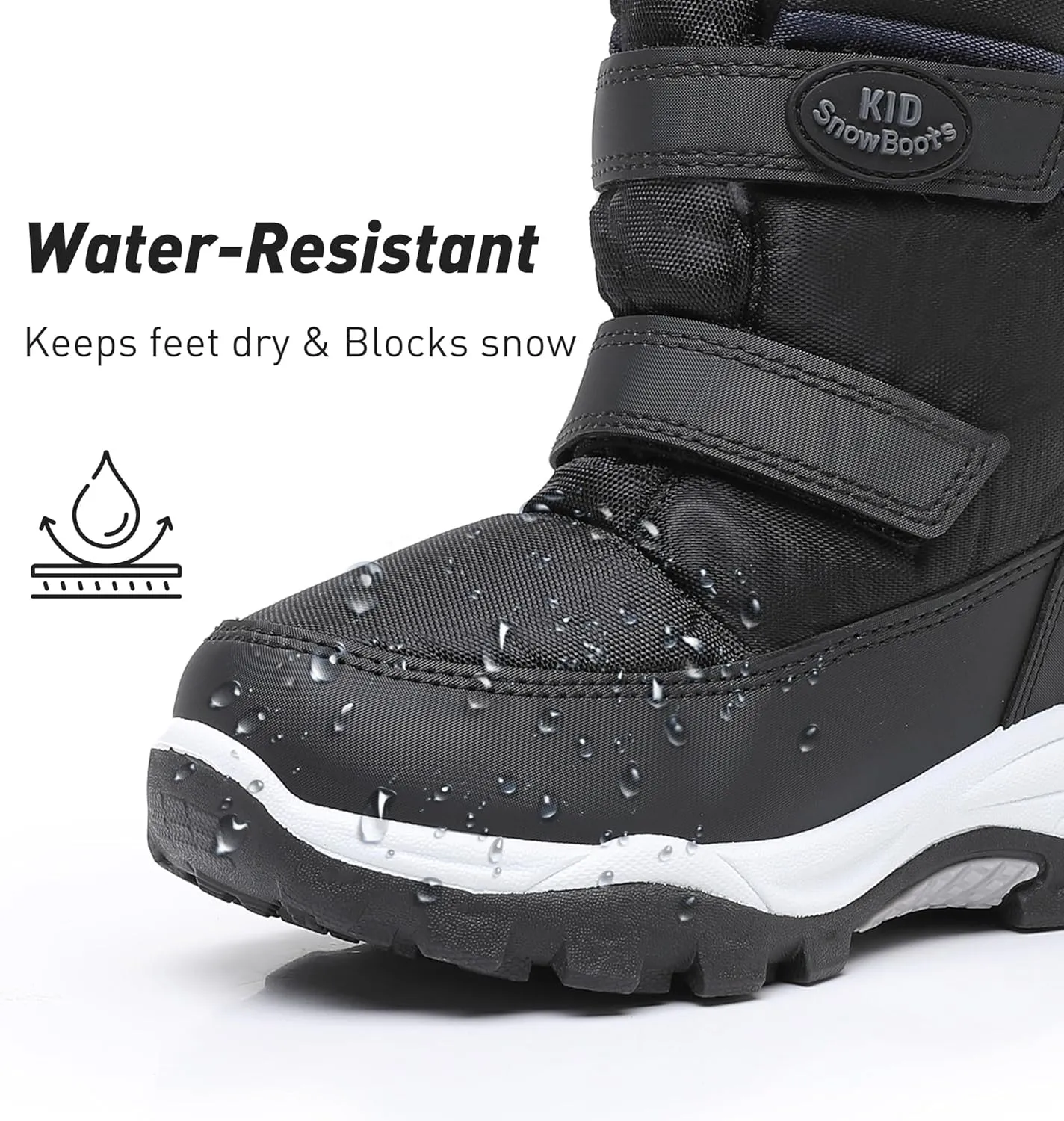 Ahannie Boys Girls Snow Boots Toddler Kids Winter Boots Water Resistant Hook Loop Cold Weather Shoes (Toddler/Little Kid)