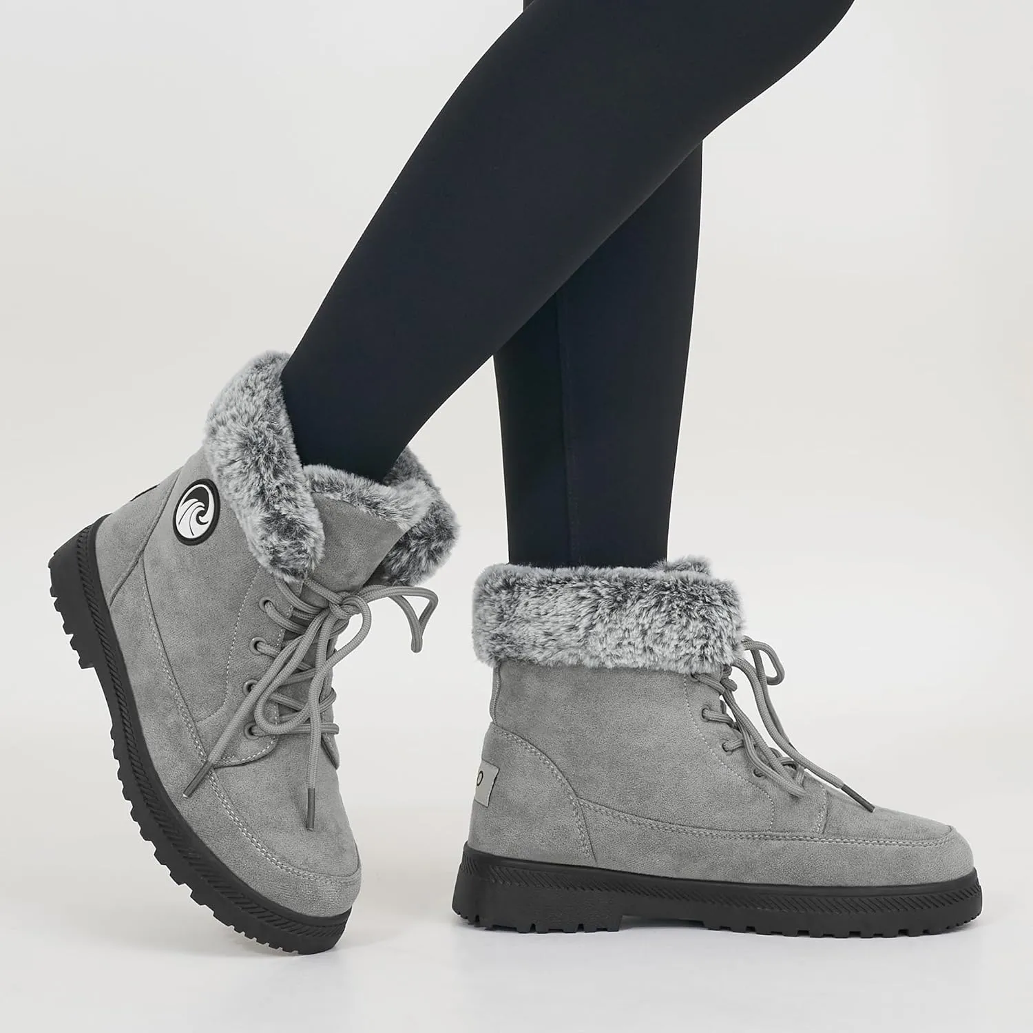 Alicegana Women Winter Boots Snow: Warm Cotton Fur Lined Winter Shoes Lace Up Comfortable Non Slip Ankle Platform Boots Outdoor