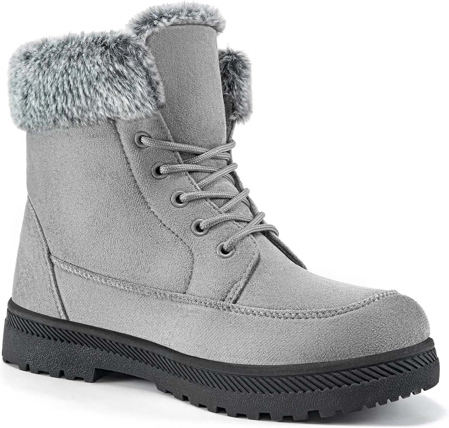 Alicegana Women Winter Boots Snow: Warm Cotton Fur Lined Winter Shoes Lace Up Comfortable Non Slip Ankle Platform Boots Outdoor