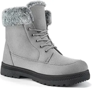 Alicegana Women Winter Boots Snow: Warm Cotton Fur Lined Winter Shoes Lace Up Comfortable Non Slip Ankle Platform Boots Outdoor