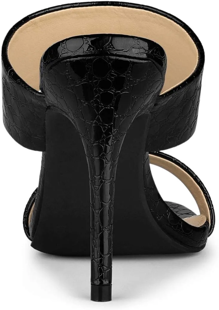 Allegra K Women's Open Toe Stiletto Heel Slide Sandals