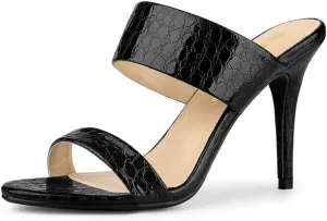 Allegra K Women's Open Toe Stiletto Heel Slide Sandals