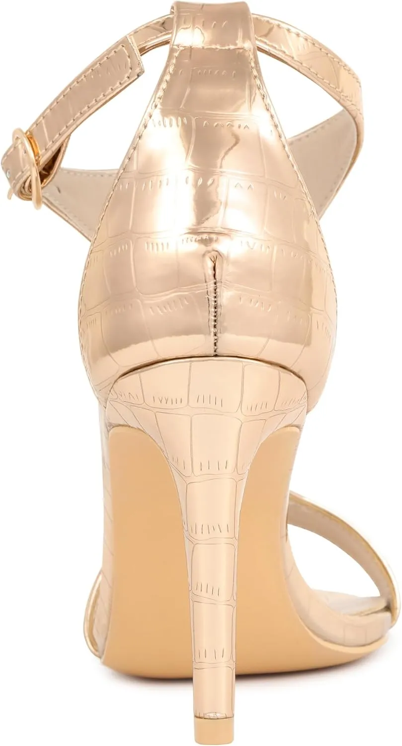 Allegra K Women's T Strap Open Toe Stiletto Heel Sandals