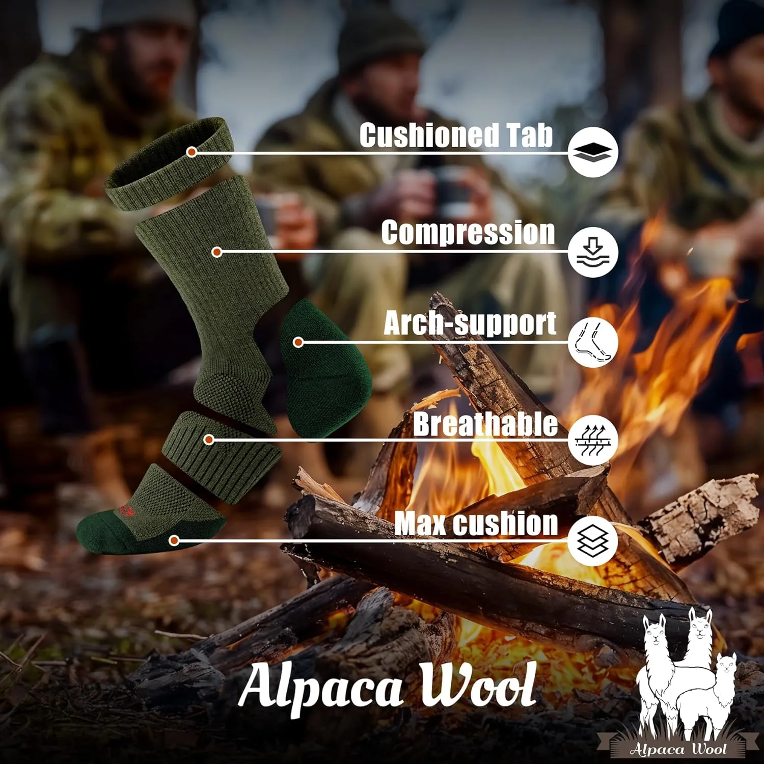 Alpaca Wool Boots Socks Men Women Thermal Warm Compression Cushioned Thick Winter Hunting Socks Hiking