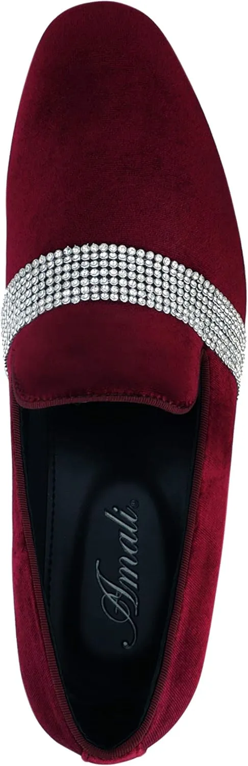 Amali The Original Men's Velvet Smoking Slipper with Rhinestone Embellished Strap Dress Shoe, Style Monarch