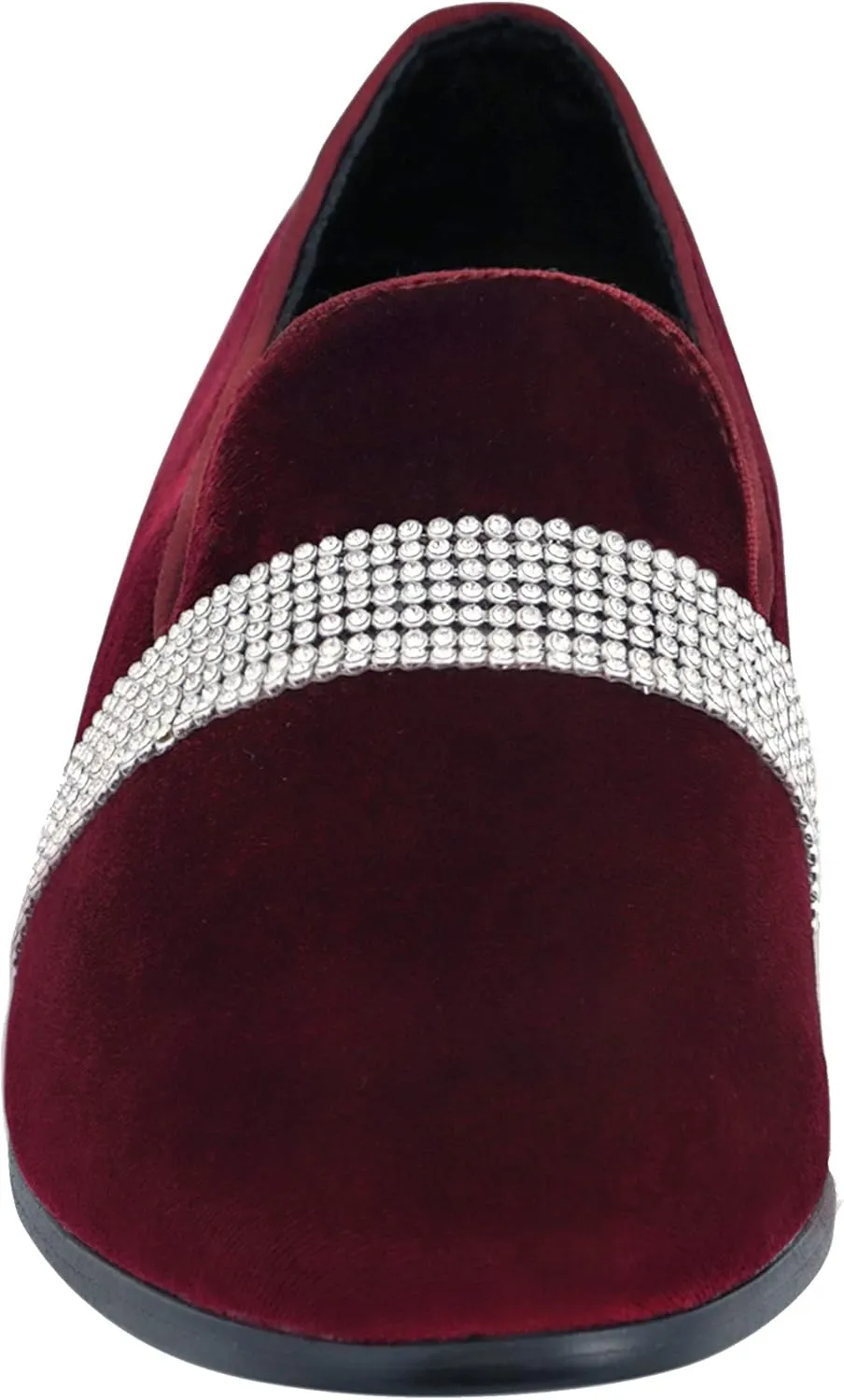 Amali The Original Men's Velvet Smoking Slipper with Rhinestone Embellished Strap Dress Shoe, Style Monarch