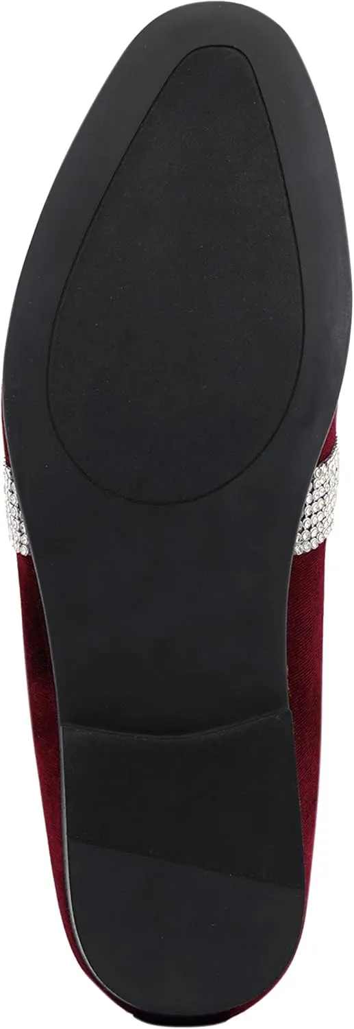 Amali The Original Men's Velvet Smoking Slipper with Rhinestone Embellished Strap Dress Shoe, Style Monarch