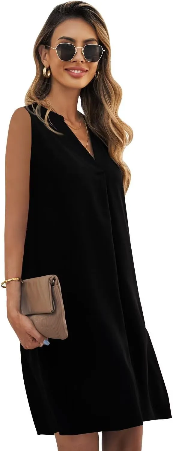 ANFTFH Women's Sleeveless Dresses 2025 V Neck Casual Trendy Dresses（S-2XL）