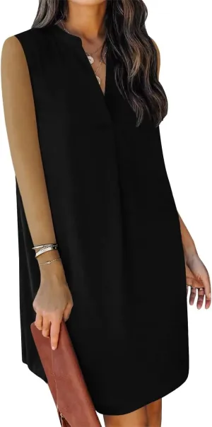 ANFTFH Women's Sleeveless Dresses 2025 V Neck Casual Trendy Dresses（S-2XL）
