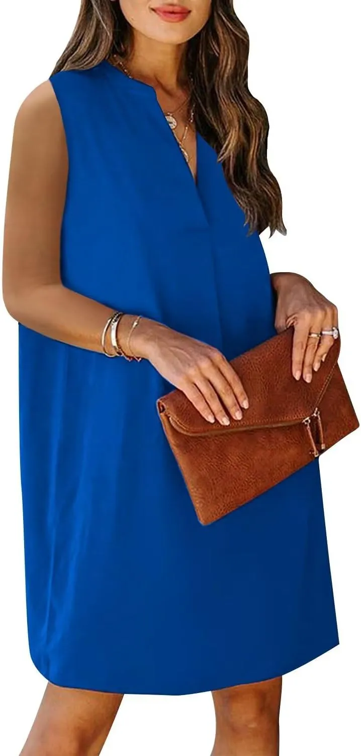 ANFTFH Women's Sleeveless Dresses 2025 V Neck Casual Trendy Dresses（S-2XL）