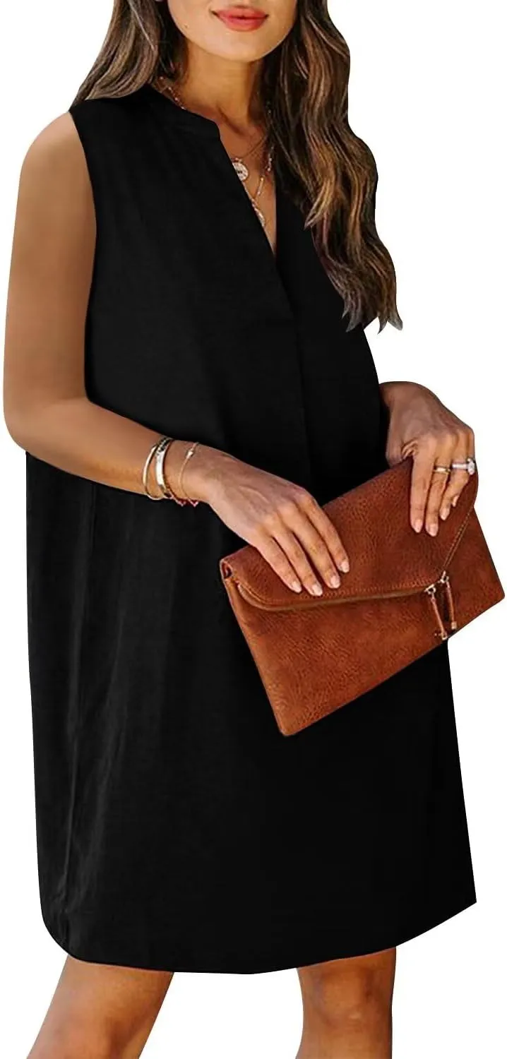 ANFTFH Women's Sleeveless Dresses 2025 V Neck Casual Trendy Dresses（S-2XL）