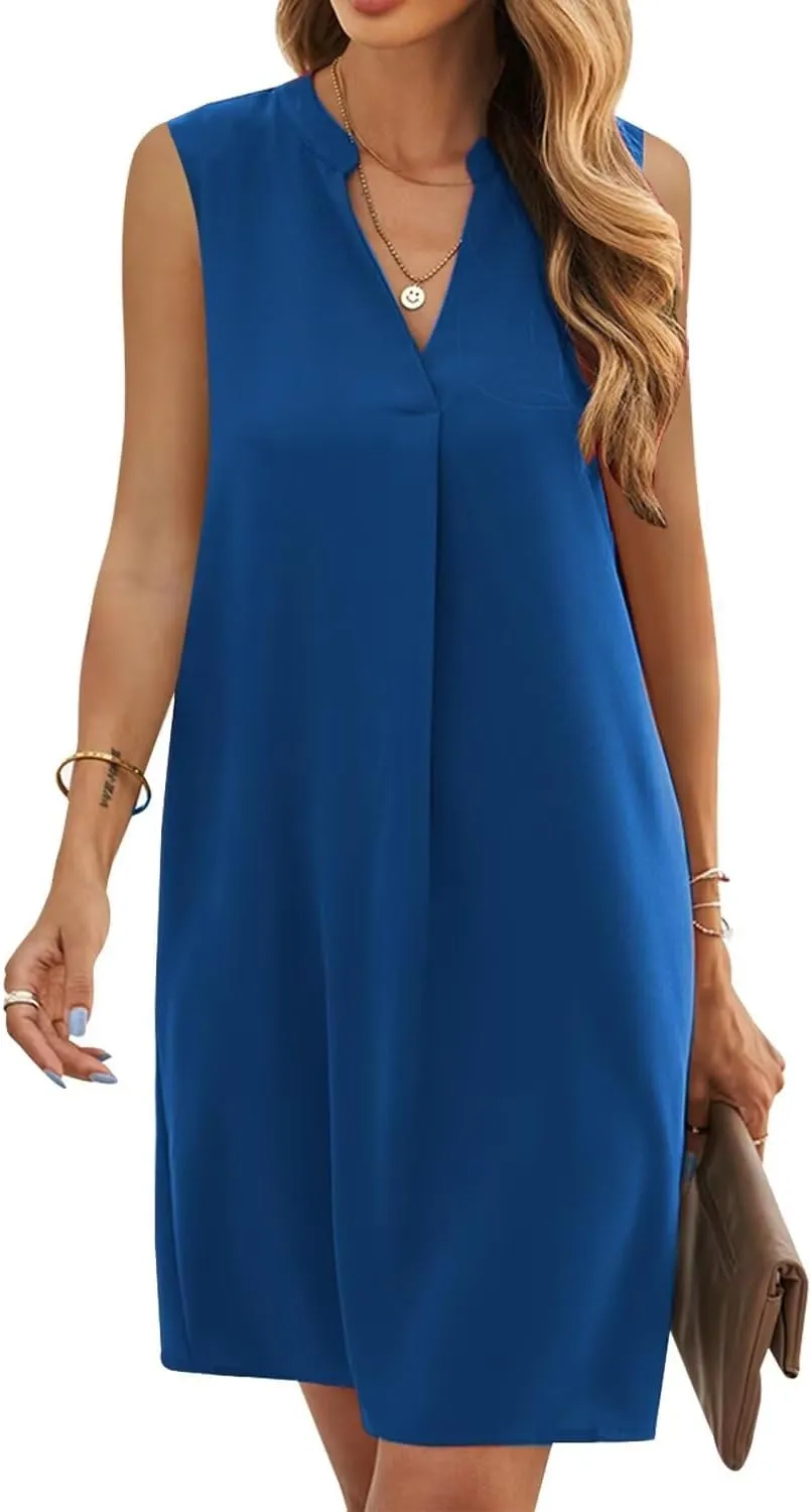 ANFTFH Women's Sleeveless Dresses 2025 V Neck Casual Trendy Dresses（S-2XL）