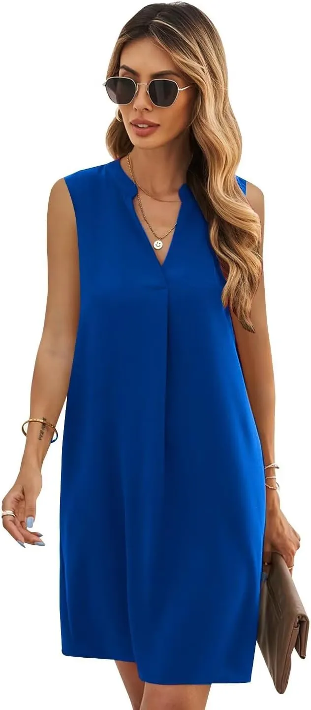 ANFTFH Women's Sleeveless Dresses 2025 V Neck Casual Trendy Dresses（S-2XL）