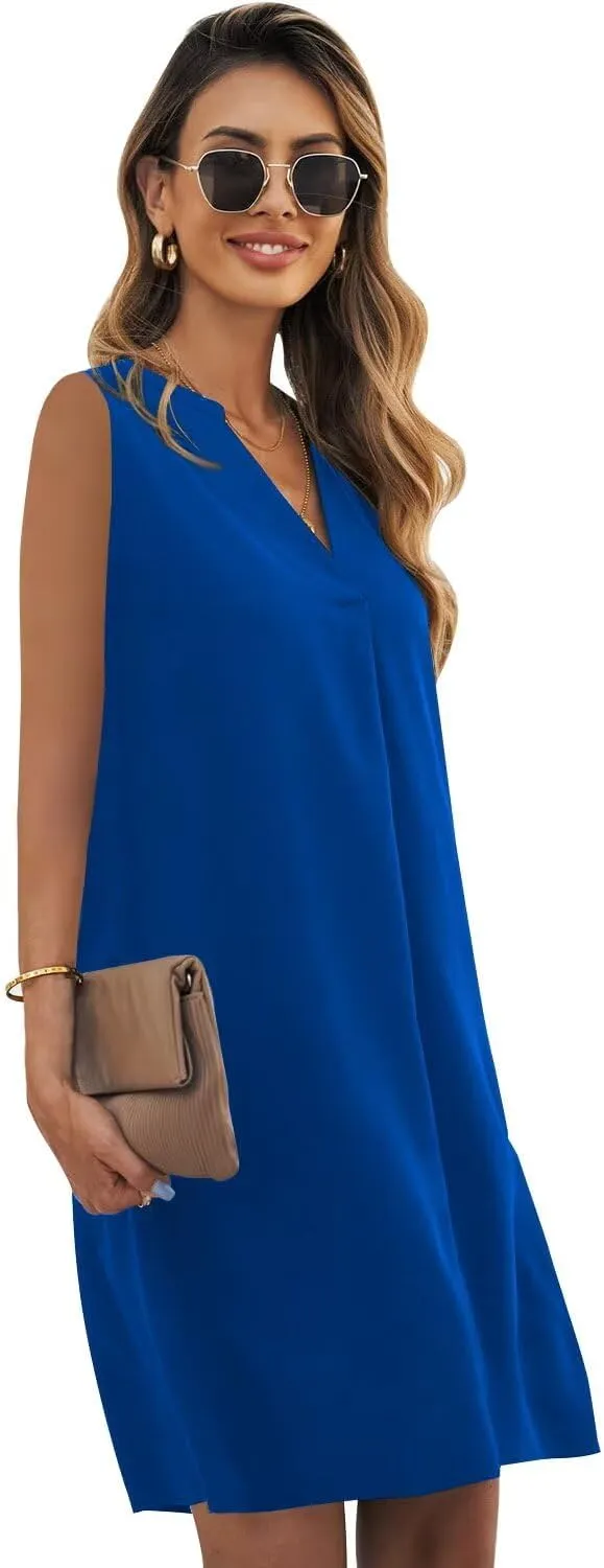 ANFTFH Women's Sleeveless Dresses 2025 V Neck Casual Trendy Dresses（S-2XL）