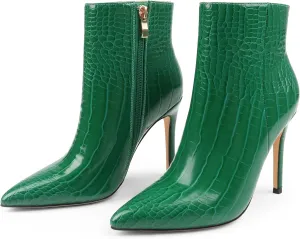 Ankle Boots for Women Stiletto High Heel Pointed Toe Boots with Zipper