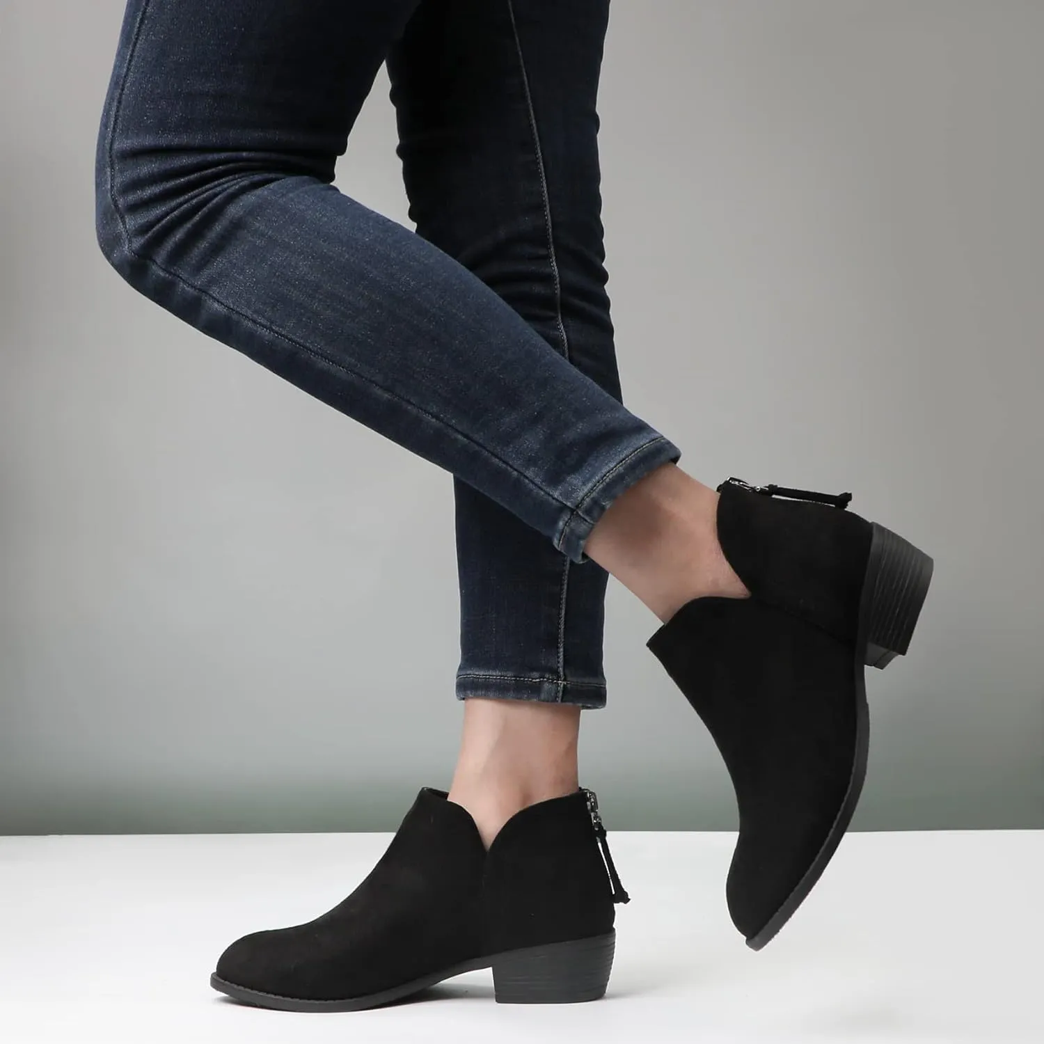 Ankle Boots for Women.Women's Low Heeled Booties.Fashion Thick Heel Design