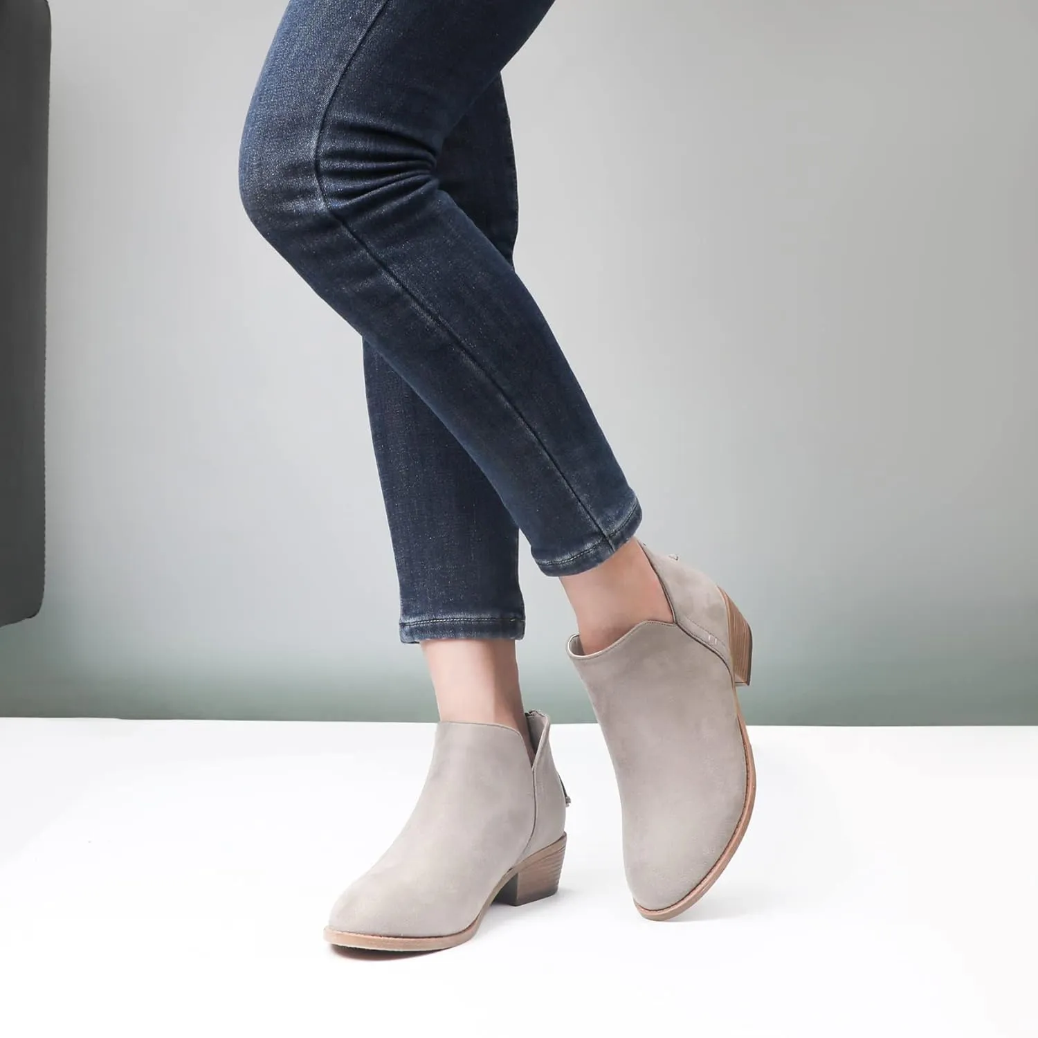 Ankle Boots for Women.Women's Low Heeled Booties.Fashion Thick Heel Design