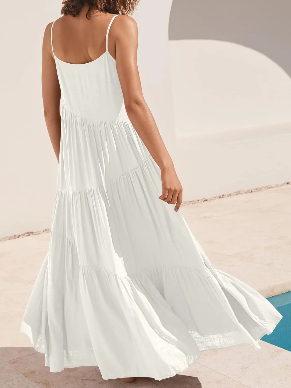 ANRABESS Women Summer Casual Loose Sleeveless Sundress Spaghetti Strap Flowy Boho Linen Beach Vacation Maxi Long Dress