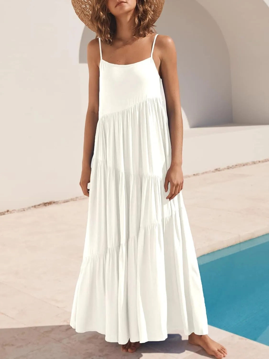 ANRABESS Women Summer Casual Loose Sleeveless Sundress Spaghetti Strap Flowy Boho Linen Beach Vacation Maxi Long Dress