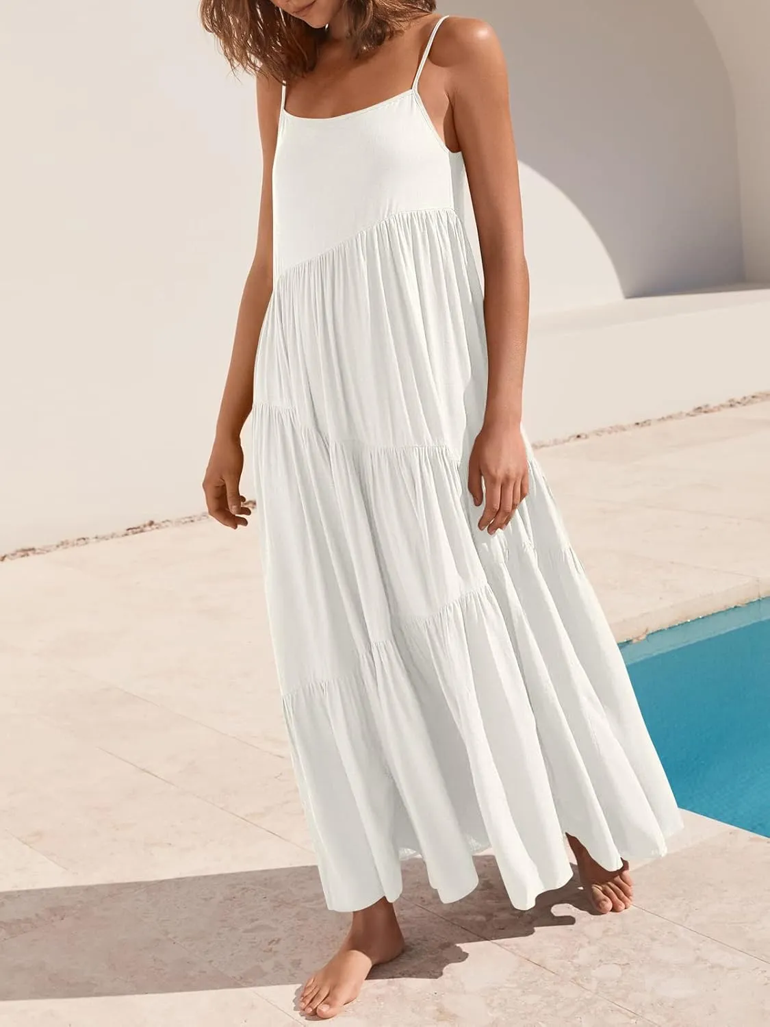 ANRABESS Women Summer Casual Loose Sleeveless Sundress Spaghetti Strap Flowy Boho Linen Beach Vacation Maxi Long Dress