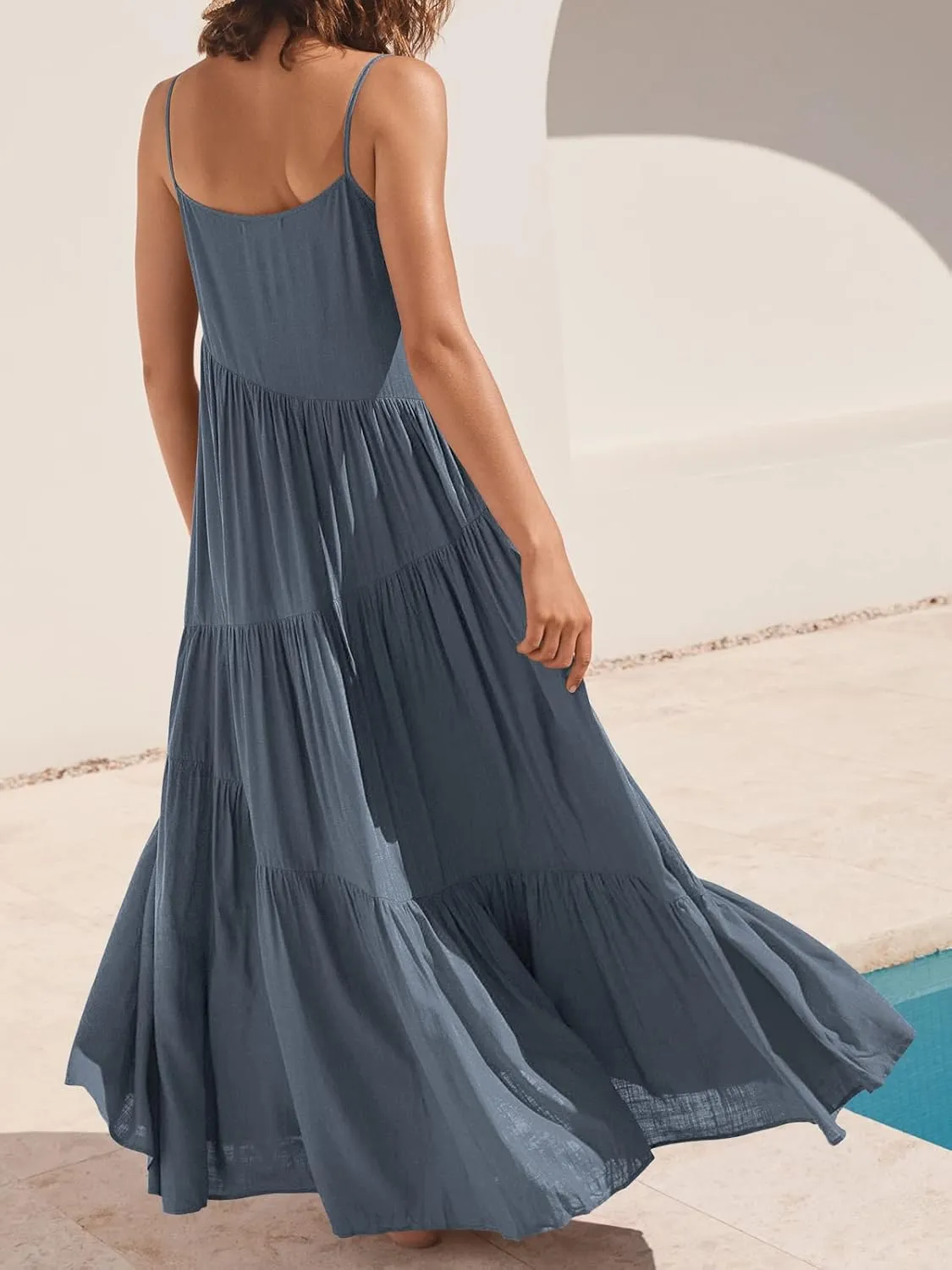 ANRABESS Women Summer Casual Loose Sleeveless Sundress Spaghetti Strap Flowy Boho Linen Beach Vacation Maxi Long Dress