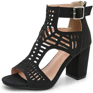 AOSPHIRAYLIAN Chunky Heeled Sandals for Womens Bohemian Cutout Open Toe Summer Block Heeled Party Sandals