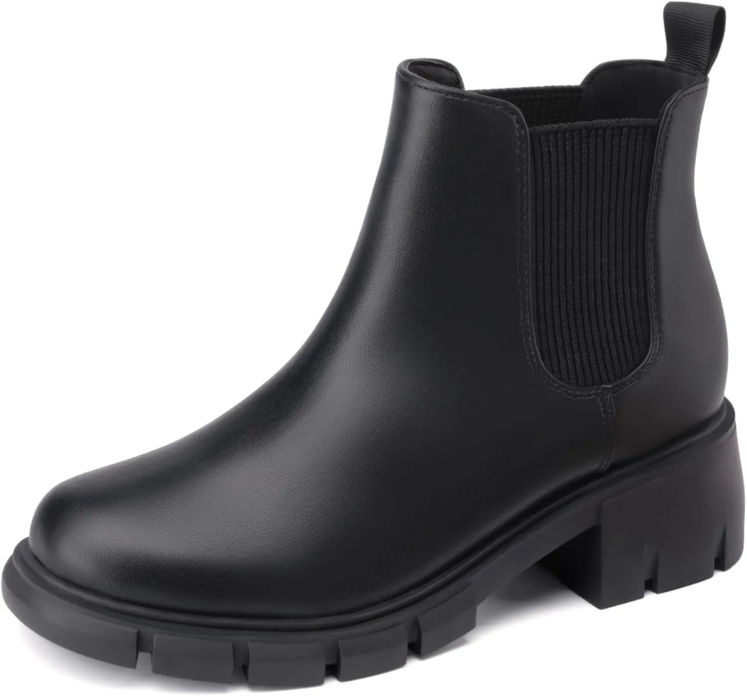 Athlefit Girls Ankle Boots Kids Comfortable Slip on Lug Sole Chelsea Booties for Toddler Little Kid Big Kids