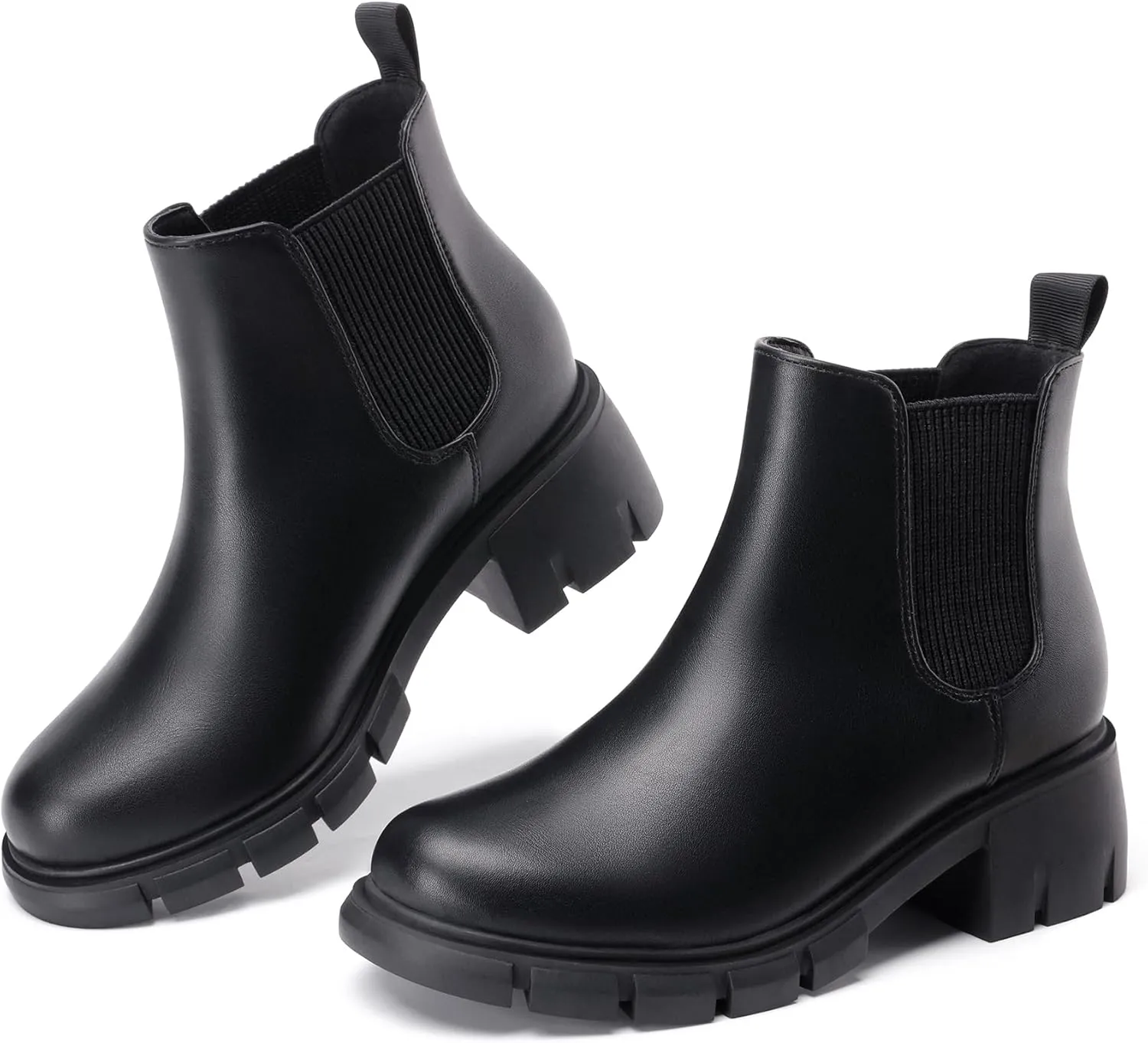 Athlefit Girls Ankle Boots Kids Comfortable Slip on Lug Sole Chelsea Booties for Toddler Little Kid Big Kids