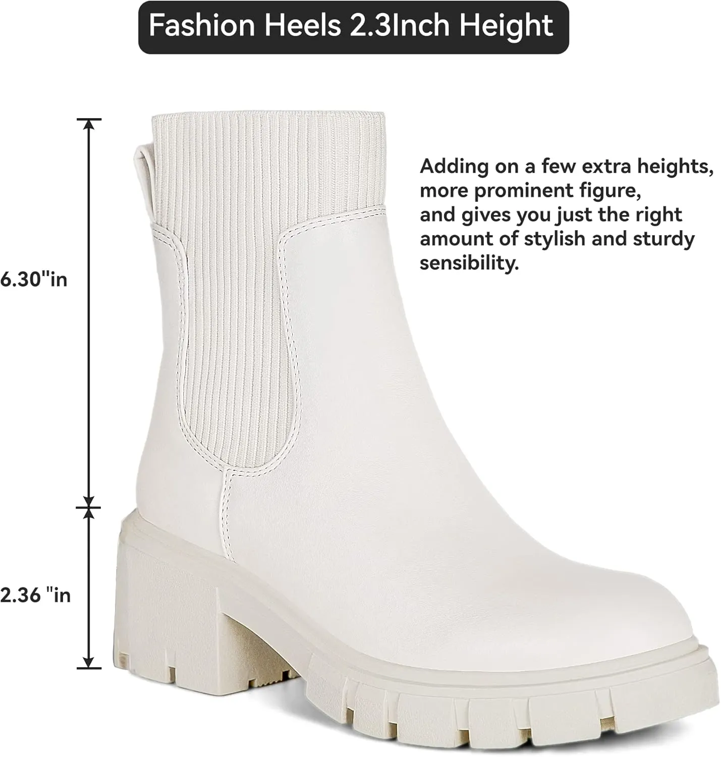 Athlefit Women's Chelsea Boots Fashion Slip on Platform Ankle Boots Lug Sole Chunky Booties