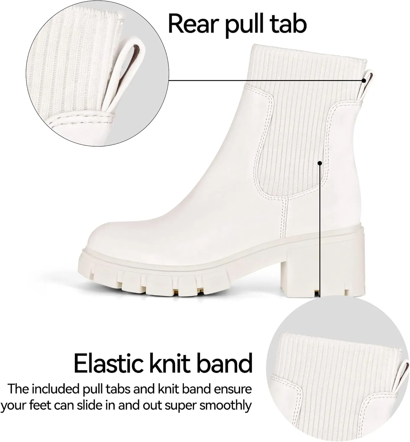 Athlefit Women's Chelsea Boots Fashion Slip on Platform Ankle Boots Lug Sole Chunky Booties