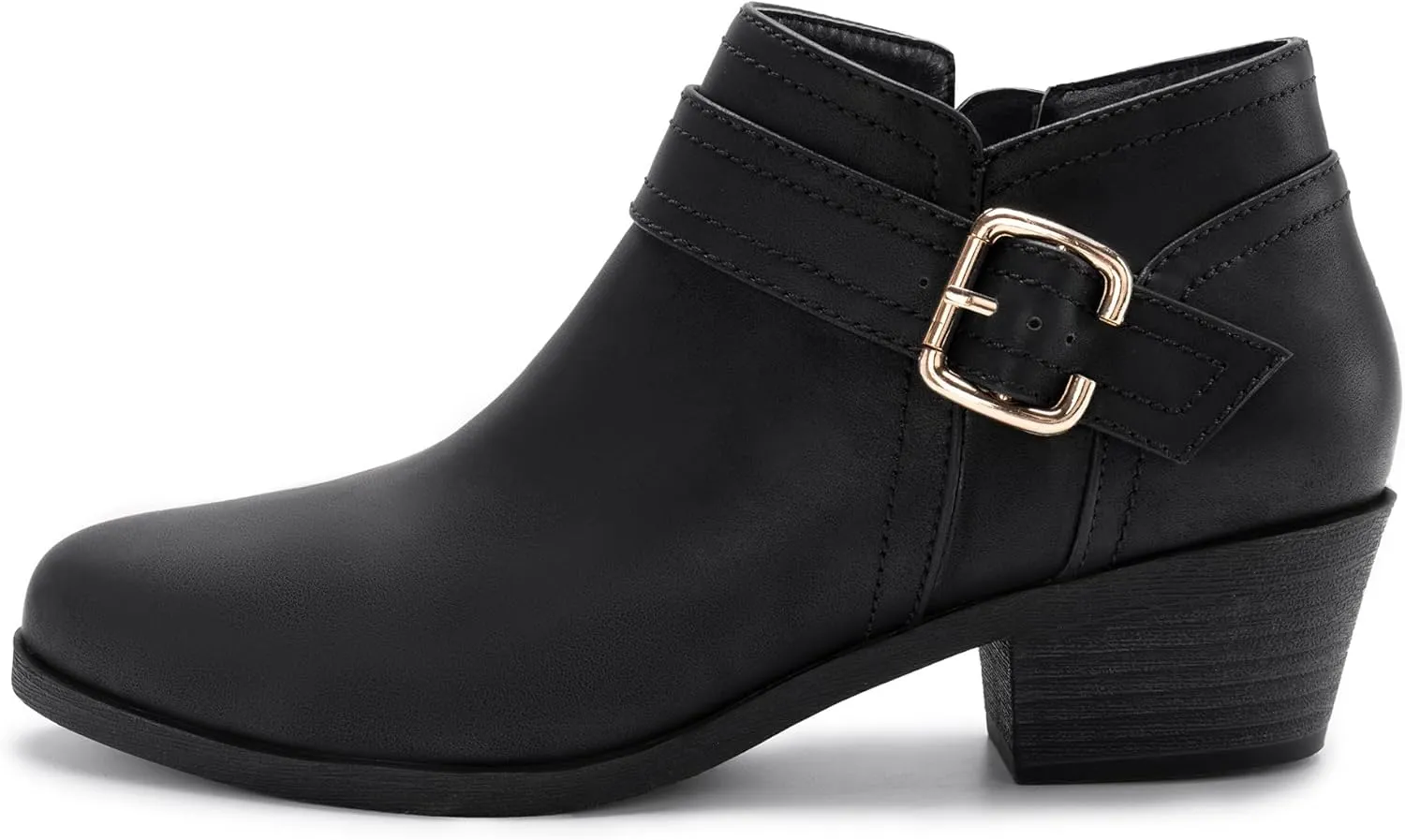 Athlefit Women's Chunky Low Heel Ankle Boots Classic Pointed Toe Side Zipper Booties