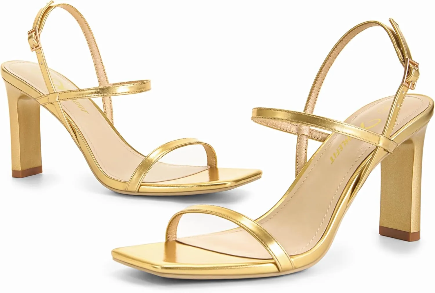 Athlefit Women's Strappy High Heels Square Open Toe Heeled Sandals Ankle Strap Dressy Wedding Party Shoes