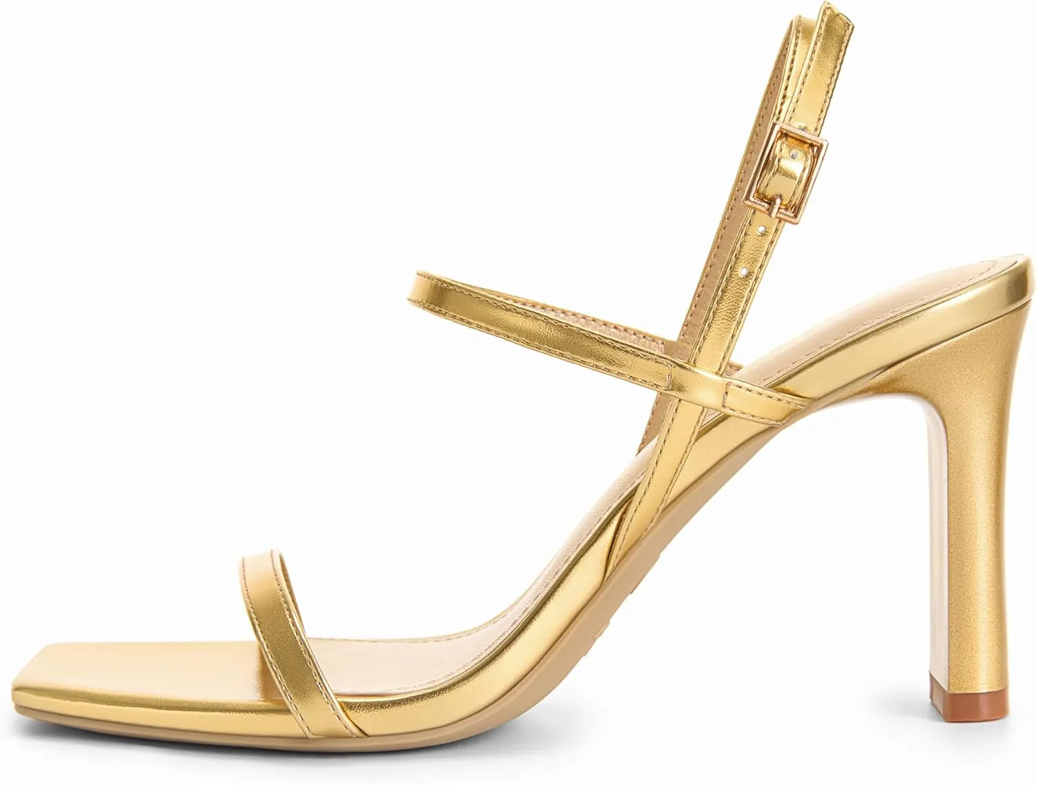 Athlefit Women's Strappy High Heels Square Open Toe Heeled Sandals Ankle Strap Dressy Wedding Party Shoes
