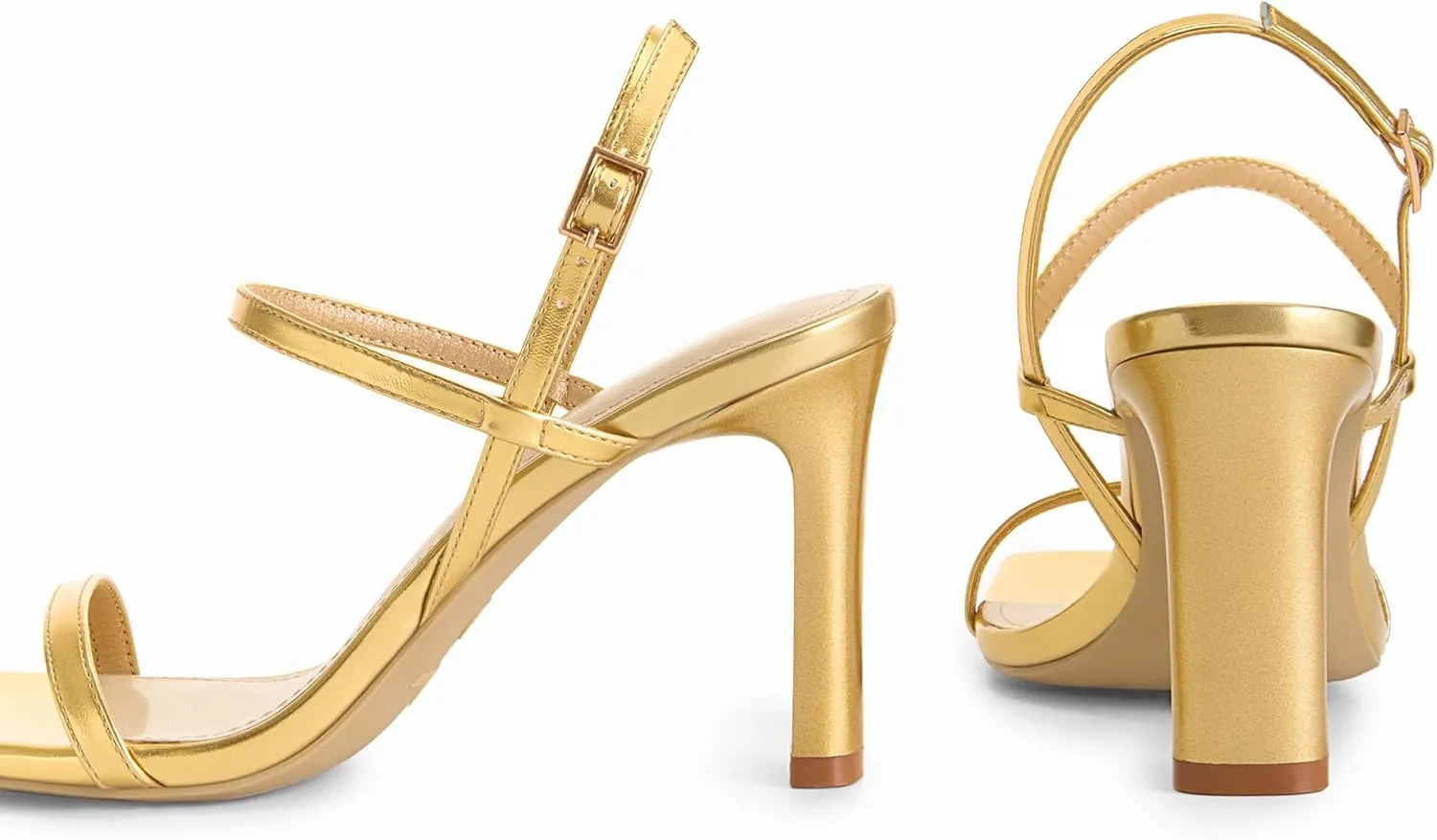 Athlefit Women's Strappy High Heels Square Open Toe Heeled Sandals Ankle Strap Dressy Wedding Party Shoes