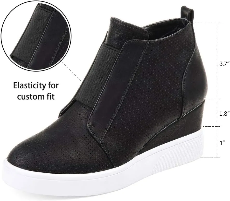 Athlefit Women's Wedge Sneakers Hidden Heel Platform Wedge Booties Hidden Wedgie Sneakers
