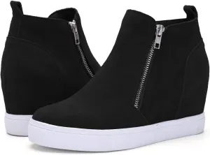 Athlefit Women's Wedge Sneakers Hidden Heel Platform Wedge Booties Hidden Wedgie Sneakers