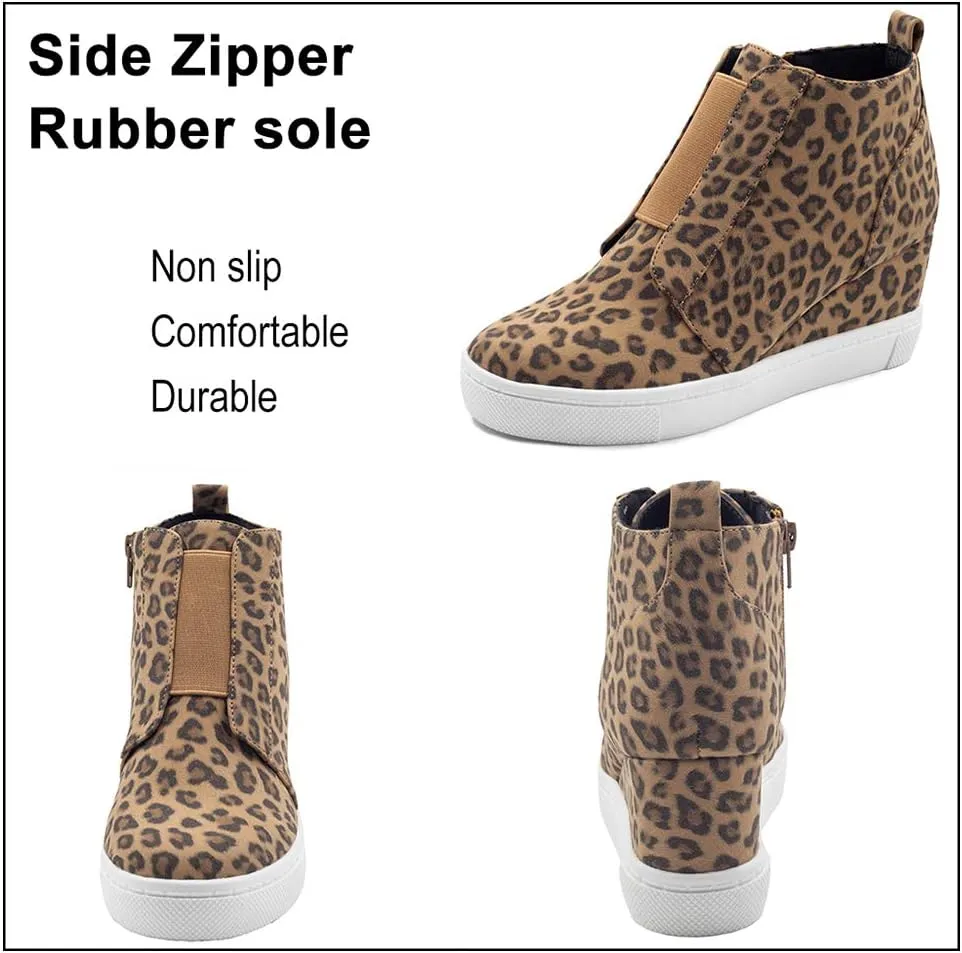 Athlefit Women's Wedge Sneakers Hidden Heel Platform Wedge Booties Hidden Wedgie Sneakers