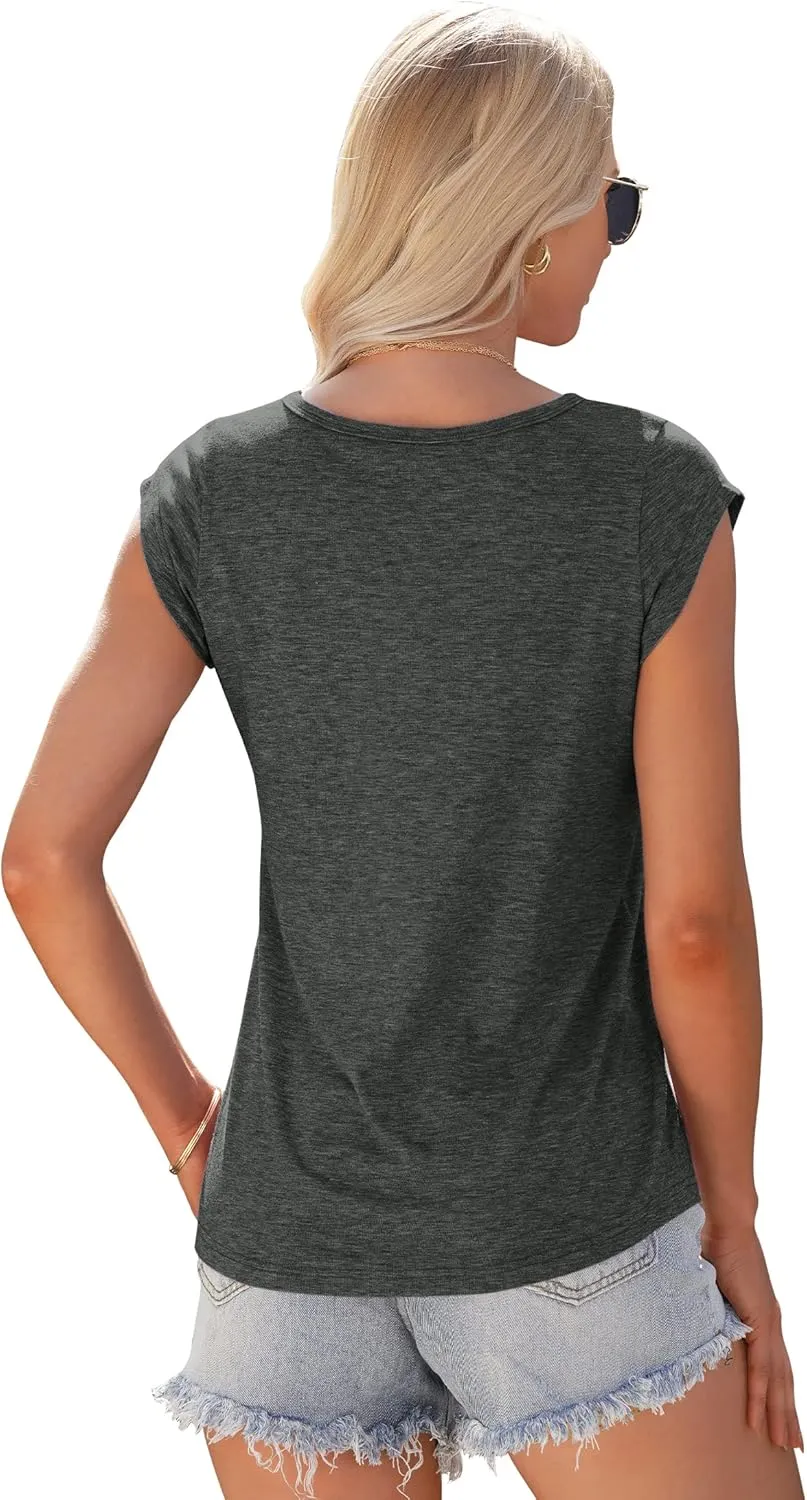 AUSELILY Womens Cap Sleeve T-Shirt Casual Loose Fit Tank Tops