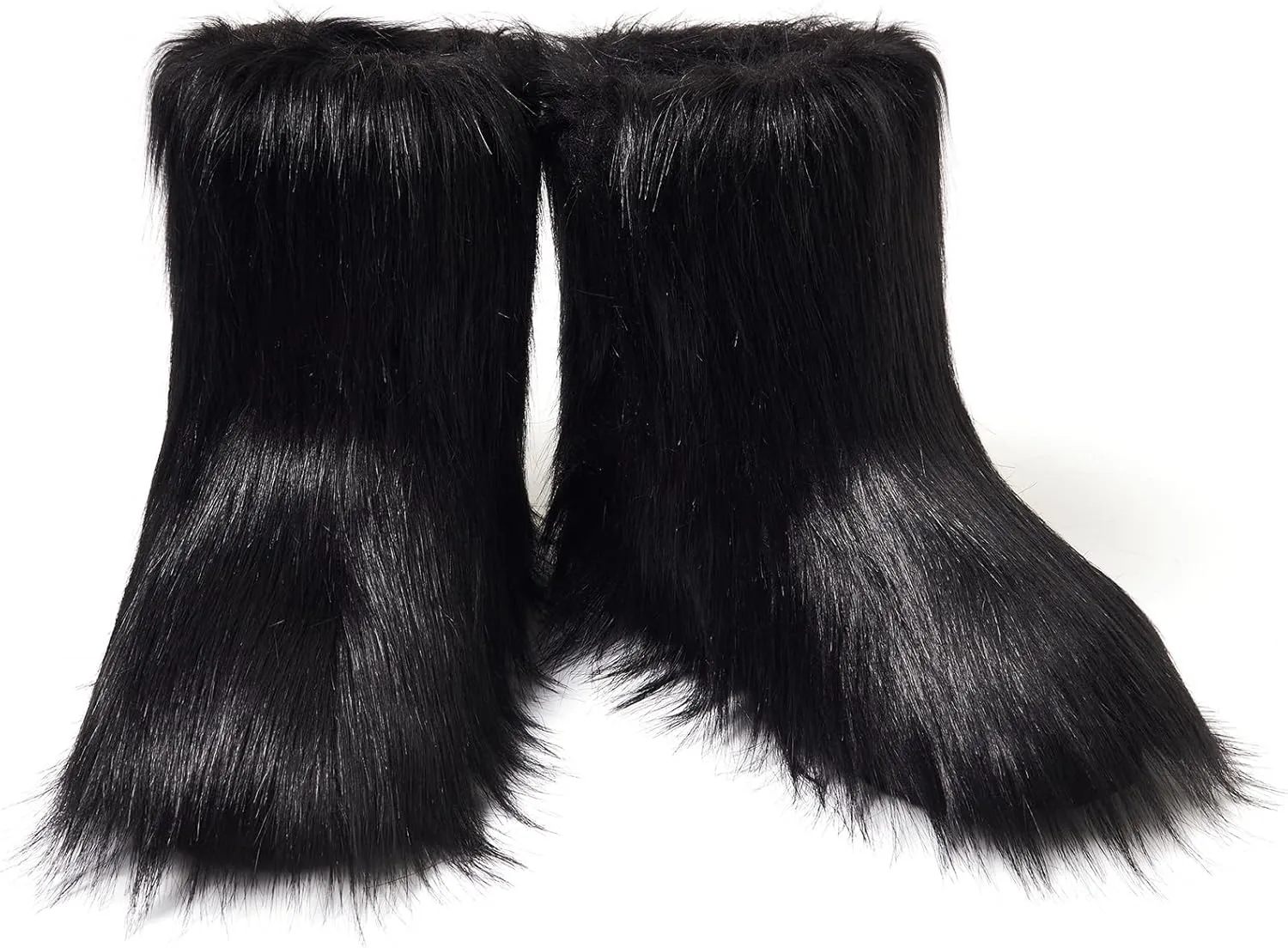 AUSLAND Women's Faux Fur Boots - Furry Fluffy Winter Snow Boots for Women, Fleece Lined Warm Comfortable Outdoor Mid-Calf Boots 9368