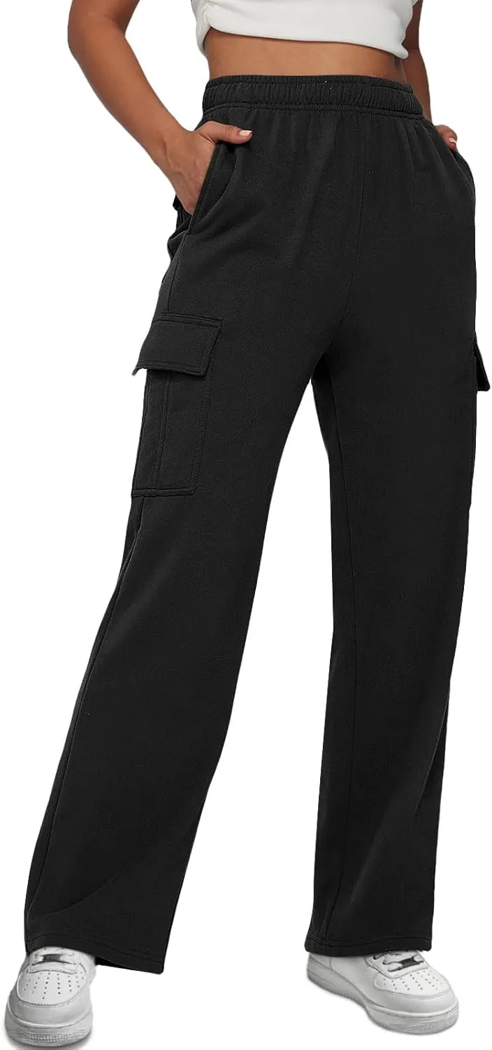 AUTOMET Womens Cargo Sweatpants Baggy Fleece High Waisted Joggers Sweat Pants Athletic Pants
