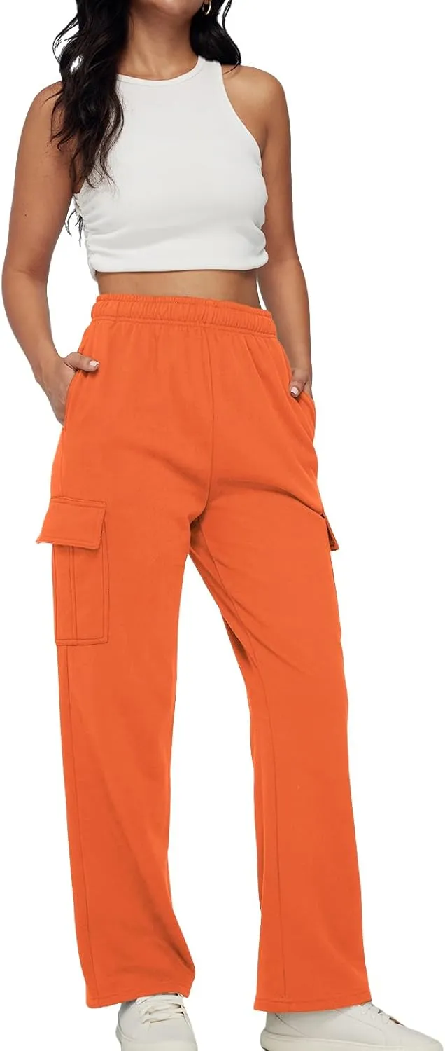 AUTOMET Womens Cargo Sweatpants Baggy Fleece High Waisted Joggers Sweat Pants Athletic Pants