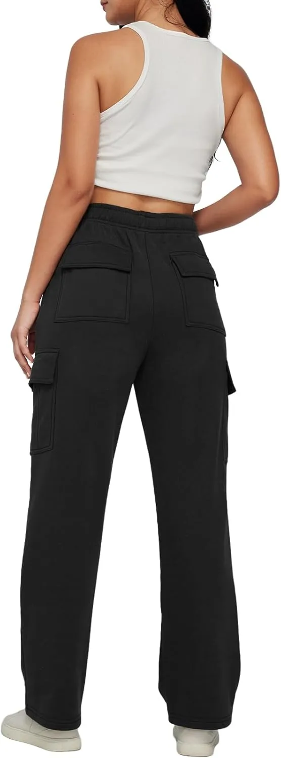AUTOMET Womens Cargo Sweatpants Baggy Fleece High Waisted Joggers Sweat Pants Athletic Pants