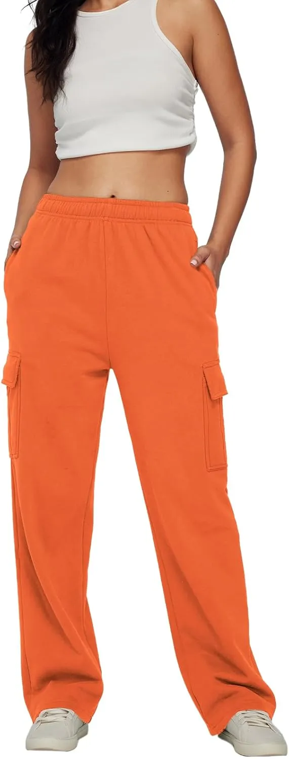 AUTOMET Womens Cargo Sweatpants Baggy Fleece High Waisted Joggers Sweat Pants Athletic Pants
