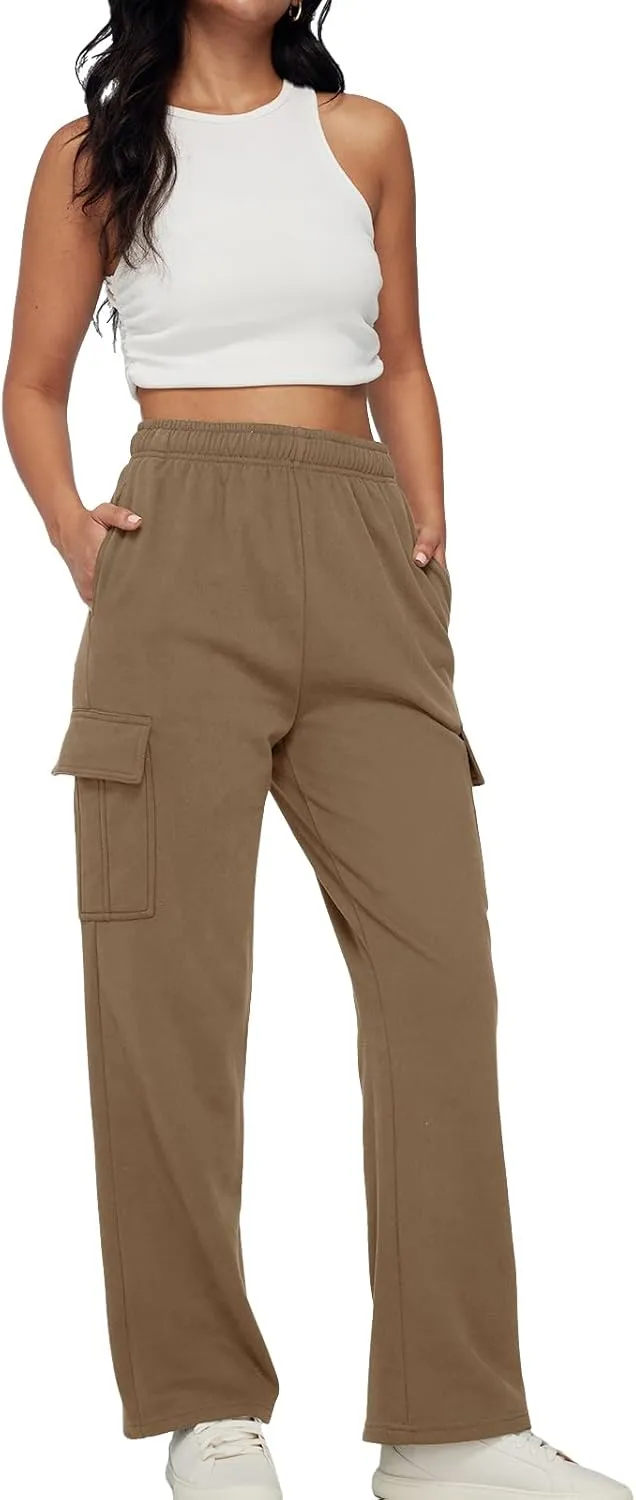 AUTOMET Womens Cargo Sweatpants Baggy Fleece High Waisted Joggers Sweat Pants Athletic Pants