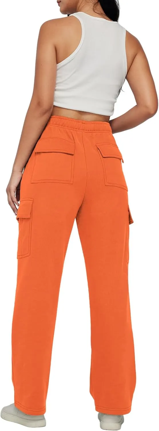 AUTOMET Womens Cargo Sweatpants Baggy Fleece High Waisted Joggers Sweat Pants Athletic Pants