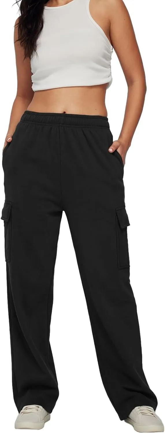 AUTOMET Womens Cargo Sweatpants Baggy Fleece High Waisted Joggers Sweat Pants Athletic Pants