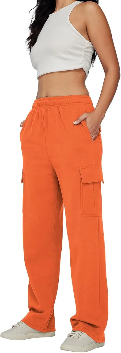 AUTOMET Womens Cargo Sweatpants Baggy Fleece High Waisted Joggers Sweat Pants Athletic Pants